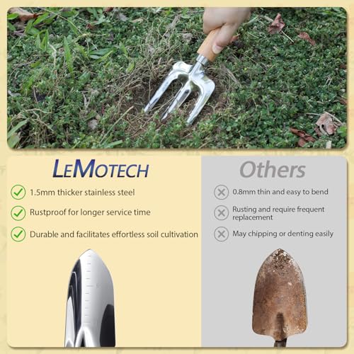 LeMotech Gardening Tools, 10-Piece Heavy Duty Garden Hand Tools Set with Wooden Handle, Durable Fashion Organizer Bag for Garden Supplies, Gardening Gifts for Women Grandmother, Yellow Floral Pattern - style: Yellow Floral Garden Bag