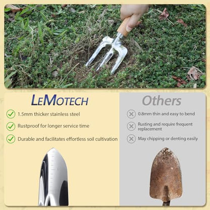 LeMotech Gardening Tools, 10-Piece Heavy Duty Garden Hand Tools Set with Wooden Handle, Durable Fashion Organizer Bag for Garden Supplies, Gardening Gifts for Women Grandmother, Yellow Floral Pattern - style: Yellow Floral Garden Bag