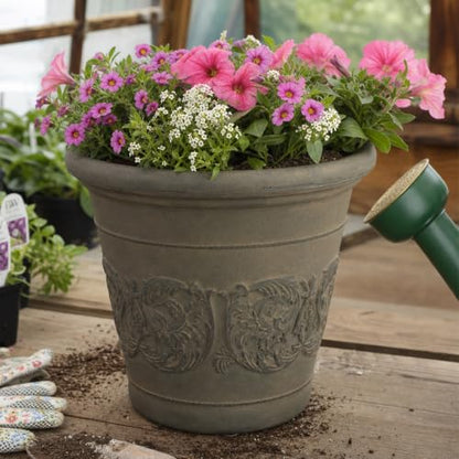 Sunnydaze Arabella 19.5'' Plastic Planter Pot for Plants, Sable - color: Sable, size: 19.5 in