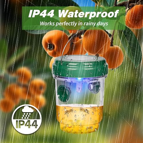 Wasp Traps Outdoor Hanging, Solar Bee Trap 4 Packs, 2026 Upgrade Wasp Deterrent Killer, Carpenter bee Catcher for Outside, Flying Insect Traps Reusable Yellow Jacket Hornet Catchers with LED Light