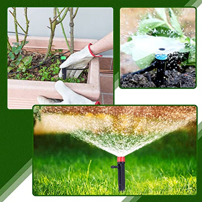Hortsun 200 Pcs 5.2 Inches Drip Irrigation Emitters Fan Drip Emitters for 1/4 Inch Drip Irrigation Tubing 360 Degree Adjustable Micro Spray Drippers Stake Drip Emitter for Watering System