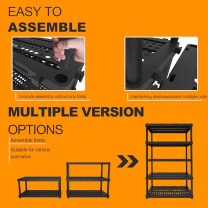 Plastic Storage Shelves, Heavy Duty Shelving Units, 700LBS - size: 5 Tier(larger size)
