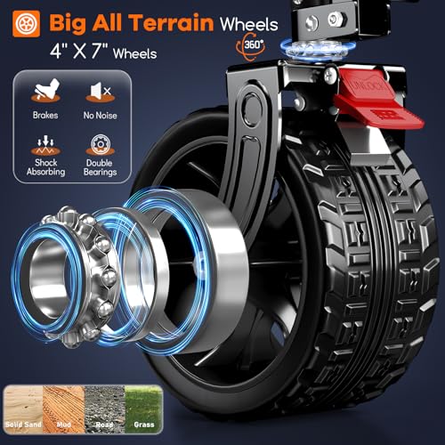 Originsure 300L Collapsible Beach Wagon Cart with Big Wheels, 560lbs, Black - color: A-black