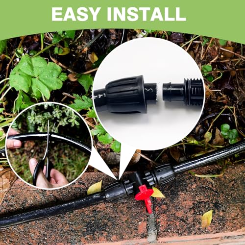 Maotong 40 FT 1/2 inch Drip Irrigation Irrigation kit Main Line Supply Hose Tube for Garden Irrigation System (Includes 1/2"" Straight Connector, 3-Way Connector, Switch Valve), Black - size: 40FT 1/2" Main Tube