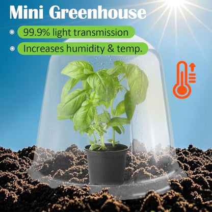 RooTrimmer 13 Inch Humidity Domes Garden Cloches for Plant Protection, Protectors from Animals, Garden Clear Plant Cover with Ventilation Holes 5 Pack - size: 13" D × 12" H 5P