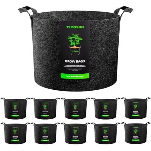 VIVOSUN 10-Pack 25 Gallon Plant Grow Bags Fabric Pots with Handles - size: 25 Gallons, style: 10-Pack
