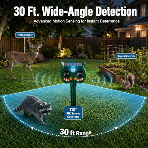 2Pack Solar Animal Repeller Outdoor, Sonic Fortress Pro Deer Repellent
