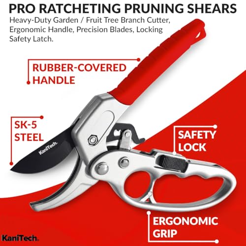 Pruning Shears for Gardening with Gloves - Heavy Duty Garden Shears, Aluminum Hand Pruners with TPR Grip Handle, 8 inch 3.55mm Thick Blade - for Branches, Flowers & Plants (Red) - style: Red
