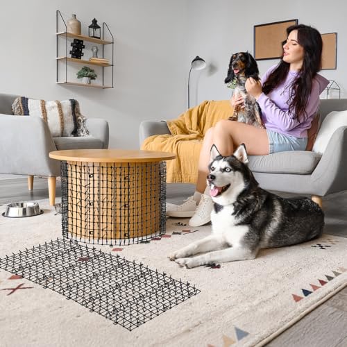 Zopeal 13ft Cat Deterrent Mat, Soft Spikes, Indoor Outdoor Pet Repellent - color: Black, style: 158 x 12 Inch