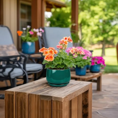 G EPGardening 4 inch Plant Pots, Small Ceramic Planter, Green - color: Blackish Green, size: 4 Inch