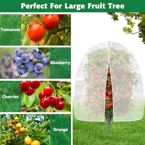 OZMI Bird Netting for Garden, 6 x 6 FT Blueberry Bush Netting Cover with Zipper, Drawstring Reusable Mesh Plant Protector for Shrubs Bush Fruit Tree Potted (2 Pack) - size: 6 x 6 FT