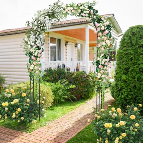 Giantex Garden Arch Trellis, 60''W x 95''H Metal Arbor for Climbing Plants - size: 60"W x 95"H