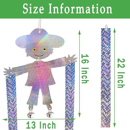 Hanging Bird Scare Reflective Devices, Scarecrow Highly Reflective Bird Deterrents Double-Sided Reflectors Keep Birds Away for Garden, Orchards, Patio, Yard (Scarecrow)