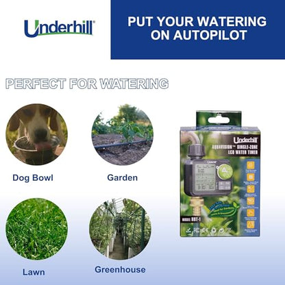 Underhill AquaVision Digital Hose Timer, Dual Zone Automatic Garden Water Timer with LCD Display, Programmable Irrigation Controller for Sprinklers, Drip Systems & Garden Hose Faucets - color: Dual Zone Digital Hose Timer