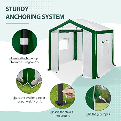 EAGLE PEAK 8x8 Walk in Pop Up Greenhouse, Green/White - color: Green/White, size: 8x8