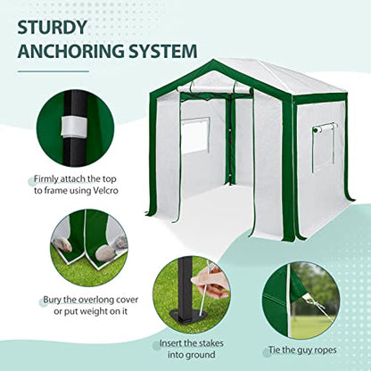 EAGLE PEAK 8x8 Walk in Pop Up Greenhouse, Green/White - color: Green/White, size: 8x8