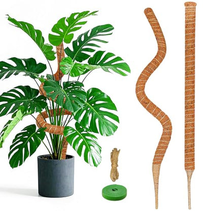 2 Pack 39'' Moss Pole for Monstera, Bendable Coco Coir Plant Support Stakes - size: 2 Pack ( 39-Inch)