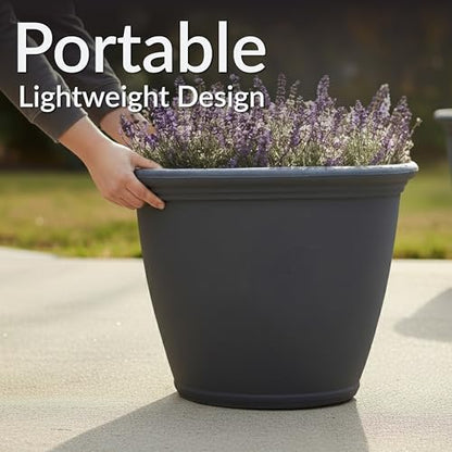 Sunnydaze Anjelica 20'' Large Plastic Planter Pot for Plants, Slate - color: Slate, size: 20 in