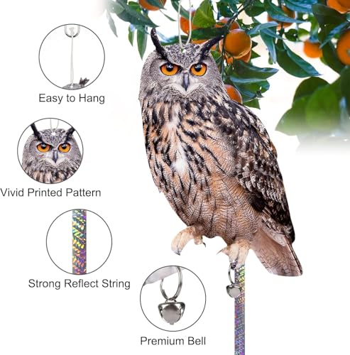 5 Pack Hanging Outdoors Reflective Scarer Away Owl Device to Keep Animals Pigeon Woodpecker Away from Patio Garden - color: Brown-5