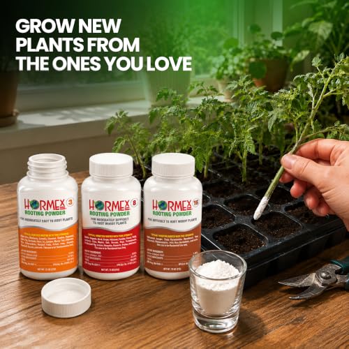 Hormex Rooting Hormone Powder #3, #8, #16 - Soft to Hardwood Plant Cuttings - color: G) #3,8,16: Common Houseplants to Hardwood