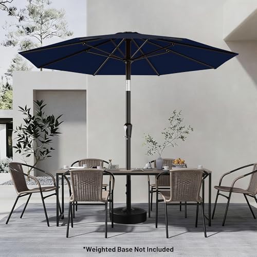AreShark 9FT Outdoor Patio Umbrella with Tilt and Crank, Navy - color: Navy, size: 9ft