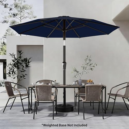 AreShark 9FT Outdoor Patio Umbrella with Tilt and Crank, Navy - color: Navy, size: 9ft