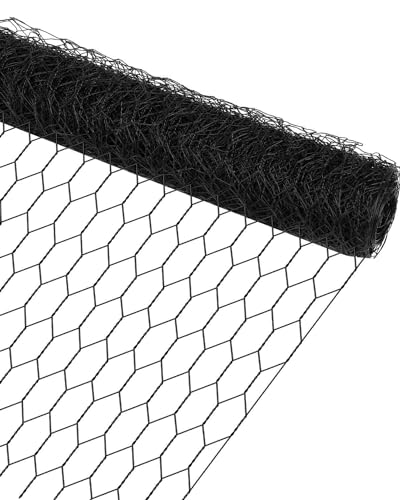 vensovo Garden Poultry Black Chicken Wire - 16.5 '' × 393 '' Chicken Wire for Crafts, Garden Fence Animal Barrier, 1 inch Mesh Poultry Netting Fence, Pet/Rabbit/Chicken Wire Fencing - size: 16.5 inch x 32.8 Ft