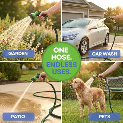 J&B XpandaHose 75ft Expandable Garden Hose, Lightweight, Brass Connectors - color: Green/Black, size: 75ft