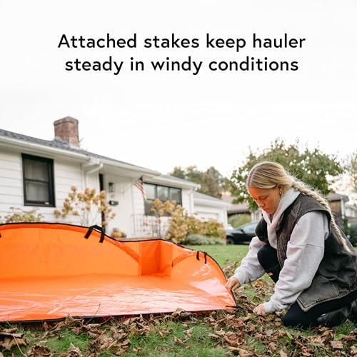 4' x 6' Sport Leaf Tarp - 24 sq ft Yard Cleanup Tarp with 6 Handles & Ground Stakes for Raking, Garden Debris & Yard Waste Removal, Wind Proof - size: 4' x 6'