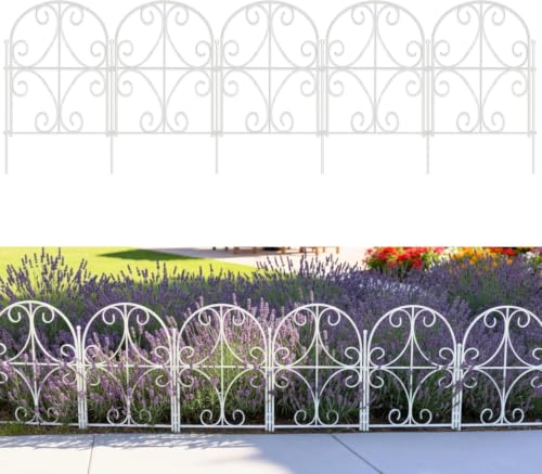 ShopLaLa Garden Fence (20 Panels) 12.5inx16.5in White Metal Fencing for Dog