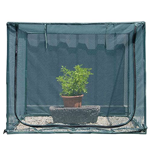 Square 4'x4' Netting Cover 3.3FT Tall Crop Cage Pest Guard Cover for Vegetables Fruits Durable Plant Garden Net with 4 Stakes - style: 49*49*39inches Square Net