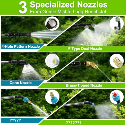 2 Gallon Battery Powered Backpack Sprayer - Rechargeable Electric Garden Sprayer, Comes with an Extra 10FT Hose, 2 Speed Modes, 6 Nozzles, Telescopic Wand, Backpack & Shoulder Sprayer for Lawn Yard - color: Green-White