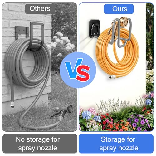 2pcs Garden Hose Holder with Tool Hook Heavy Duty Water Hose Reel - color: 2pc Gray