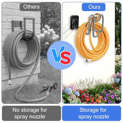 2pcs Garden Hose Holder with Tool Hook Heavy Duty Water Hose Reel - color: 2pc Gray