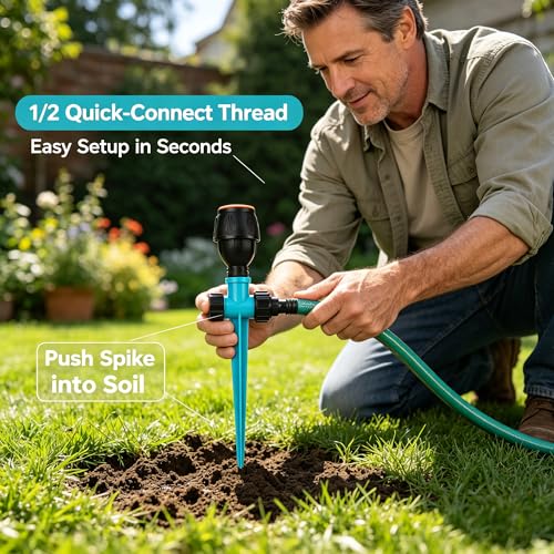 360° Rotating Sprinkler - High Pressure, High/Low Angle for Lawn Garden