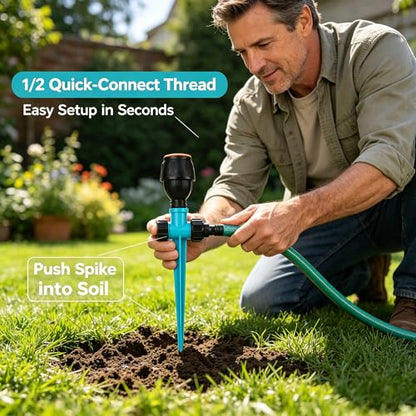 360° Rotating Sprinkler - High Pressure, High/Low Angle for Lawn Garden