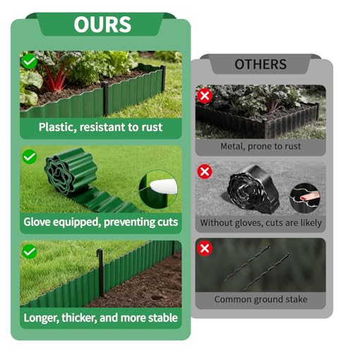 Garden Edging, 6"×29.5' Flexible Landscape Edging Border with 16 Stakes, Garden Lawn Border for Flower Beds, Lawn, Paver Edging, Tree Rings DIY Landscaping, 2 Pack