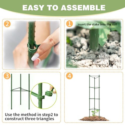 6‑Pack 48" Tomato Cage for Garden, One‑Piece Solid Stakes