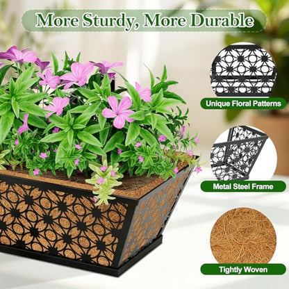SPECILITE 24" Adjustable Metal Window Railing Planters Boxes, 4 Pack - size: 24in, style: 4Packs