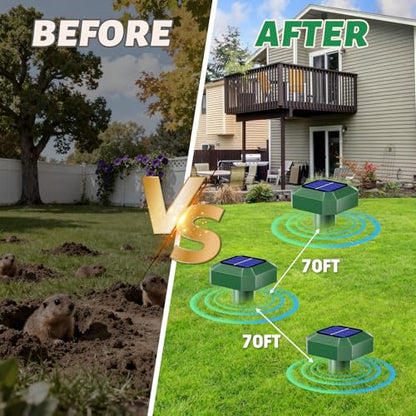 Mole Repellent in Lawn Snake Repellent Solar Powered,Groundhog Repellent Stakes,Animal Control, Vole Deterrent Waterproof Spikes Drive Away Burrowing Animals from Lawns and Yard,10 Pack