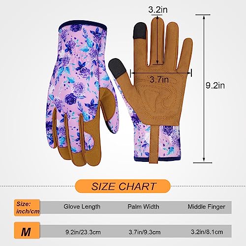 Leather Gardening Gloves for Women Thorn Proof Garden Gloves Touch Screen Working Gloves Gifts - color: Colorf, size: Medium