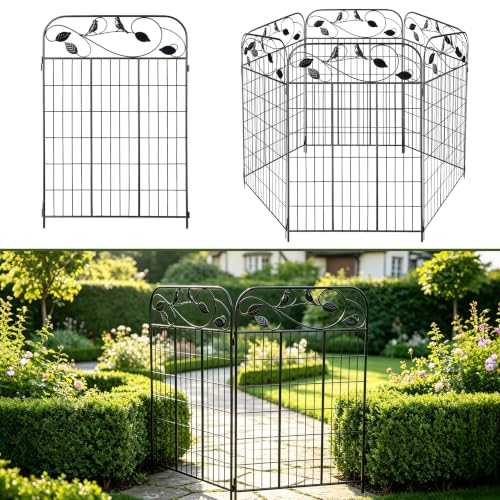 Decorative Garden Fence 40in x 36ft, 16 Pack Flat Metal Garden Border Fence, Rustproof Powder Coating, No-Dig Installation with Triangular Stakes, Flexible Design for Flower Beds, Paths, Yards - color: Flat Top, size: 40 in(H) X 36 ft(L) -16 Panels