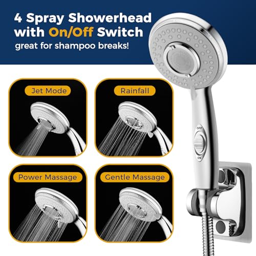 KLLEYNA Shower Head Hose Attachment for Sink/Tub Faucet - ON/OFF Jets Sprayer for Dog Wash/Bathtub Cleaning/Baby Bath/Hair Rinse, Tap Extender Water Nozzle for Bathroom Kitchen Utility Garden Basement - color: Silver A