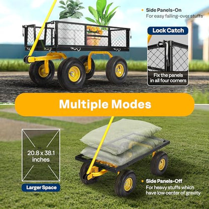 VIVOHOME Heavy Duty 880 Lbs 4.5 Cu Ft Mesh Steel Garden Cart Utility Wagon - color: Black