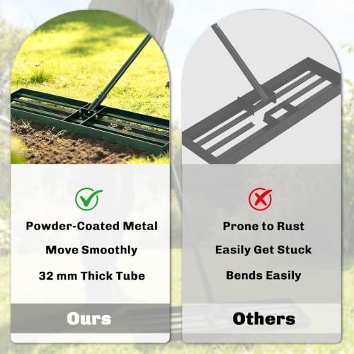 Outsunny Lawn Leveling Rake, 36" x 10" Heavy Duty with 66.5" Handle - size: 36" x 10"