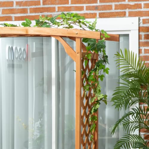Outsunny Patio Garden Bench Arbor Arch with Pergola 2 Trellises Seat Brown