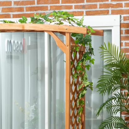 Outsunny Patio Garden Bench Arbor Arch with Pergola 2 Trellises Seat Brown