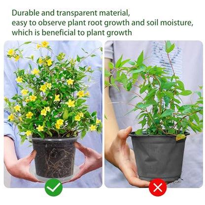20 Pack 6 Inch Clear Nursery Pots with Drainage and 20 Pack Plant Saucers, 0.5 Gallon Plant Pots for Plants Potting Containers Half Gallon Plants Seeding Starter Pot (Clear, 6 Inch) - color: Clear, size: 6 Inch