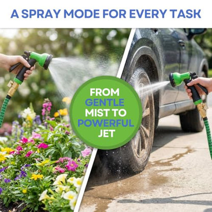 J&B XpandaHose 75ft Expandable Garden Hose, Lightweight, Brass Connectors - color: Green/Black, size: 75ft