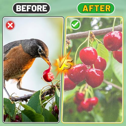 Easy Installation Fruit Tree Netting with Zipper & Drawstring - 8.2x6.6ft Ultra Fine Mesh Garden Protection Screen to Protect Pear Peach Apple from Bird Insect Bug Cicada Deer Squirrel - size: 8.2'H * 6.6'W